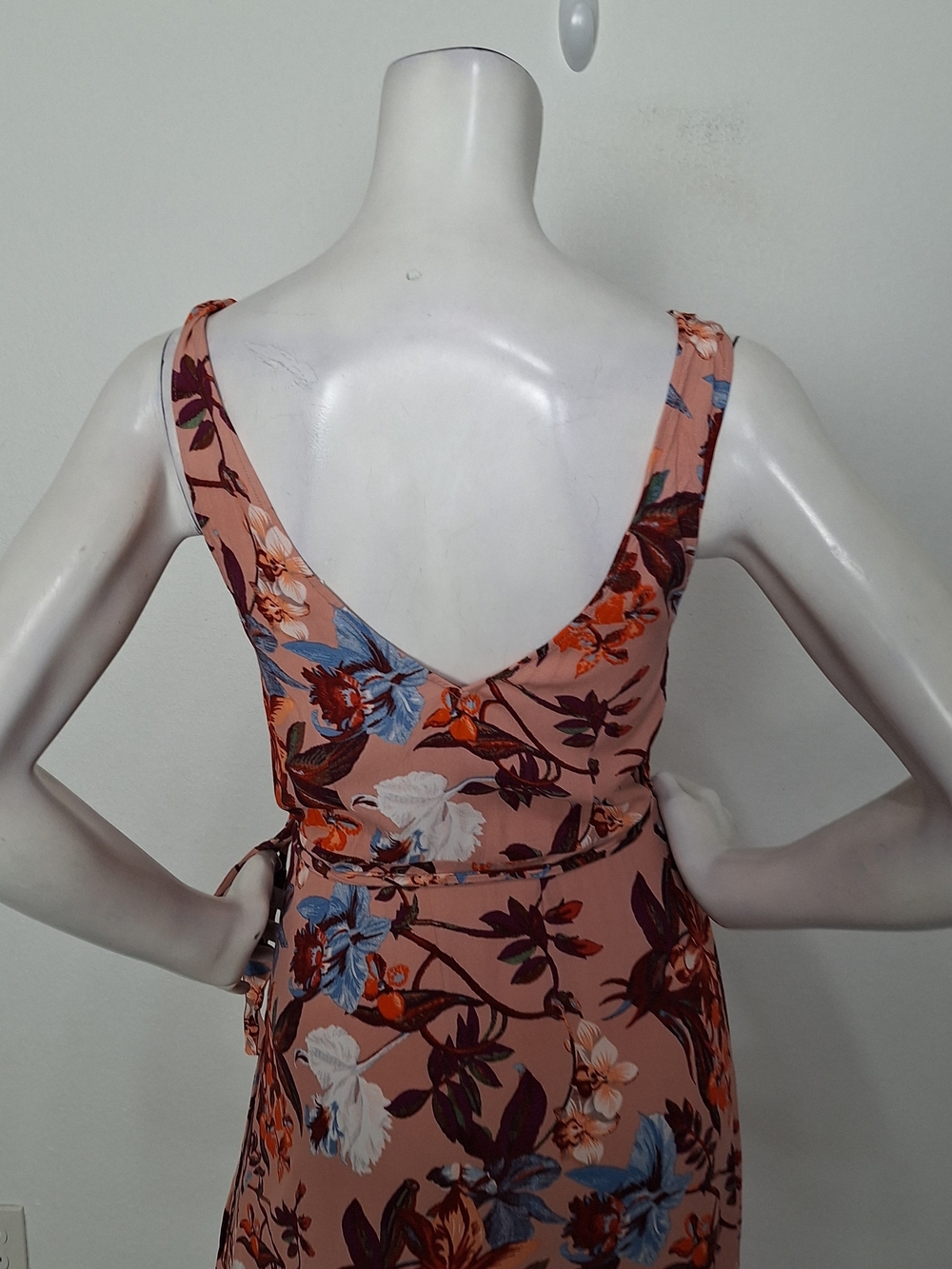 & Other Stories Pink Multi Floral Asymmetric Hem Romantic Maxi Wrap Dress Size 8 - Picture 9 of 13